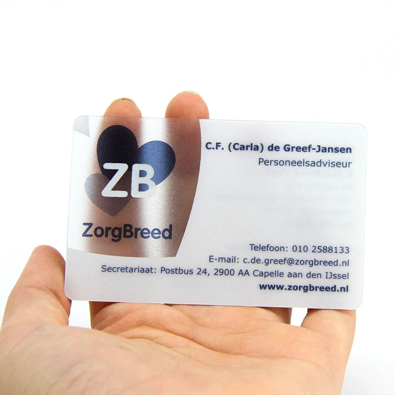 Custom Transparent PVC Business Cards White Ink Print Thank You Cards One Side Print Free Design Round Corner Office Supplies