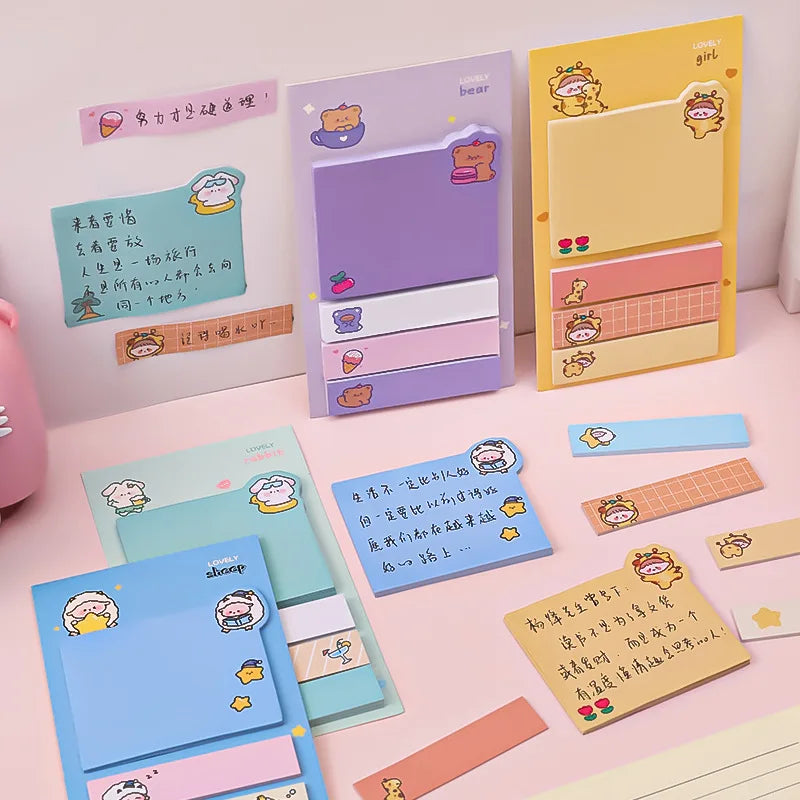 Cartoon Sticky Notes kawaii Cute Memo Pad Portable Index Label Stickers Notes School Stationery Supplies