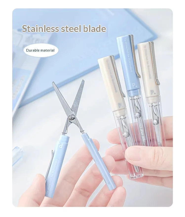 Planwith Stainless Steel Mini Folding Scissors Portable Creative Pen-Style Design DIY Paper-Cutting Art Tool School Office Supp