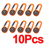 Outdoor Compass Carabiner Mini Camping Keychain Mountaineering Hiking Backpack Buckle with Compass Survival Children Gifts