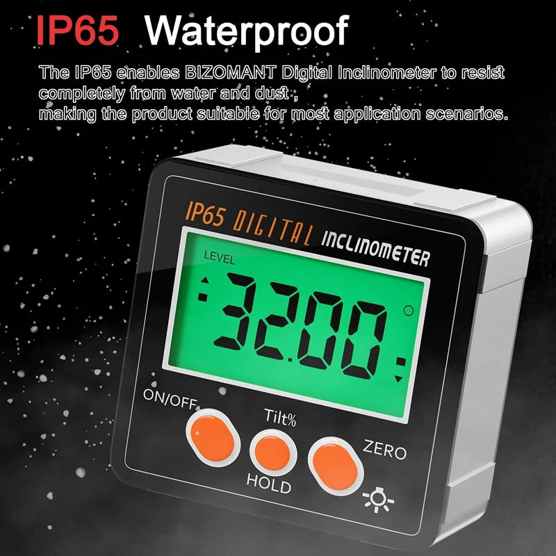 360° IP65/IP54 Digital Protractor Electronic Goniometer Inclinometer Digital Level With Magnetic Base