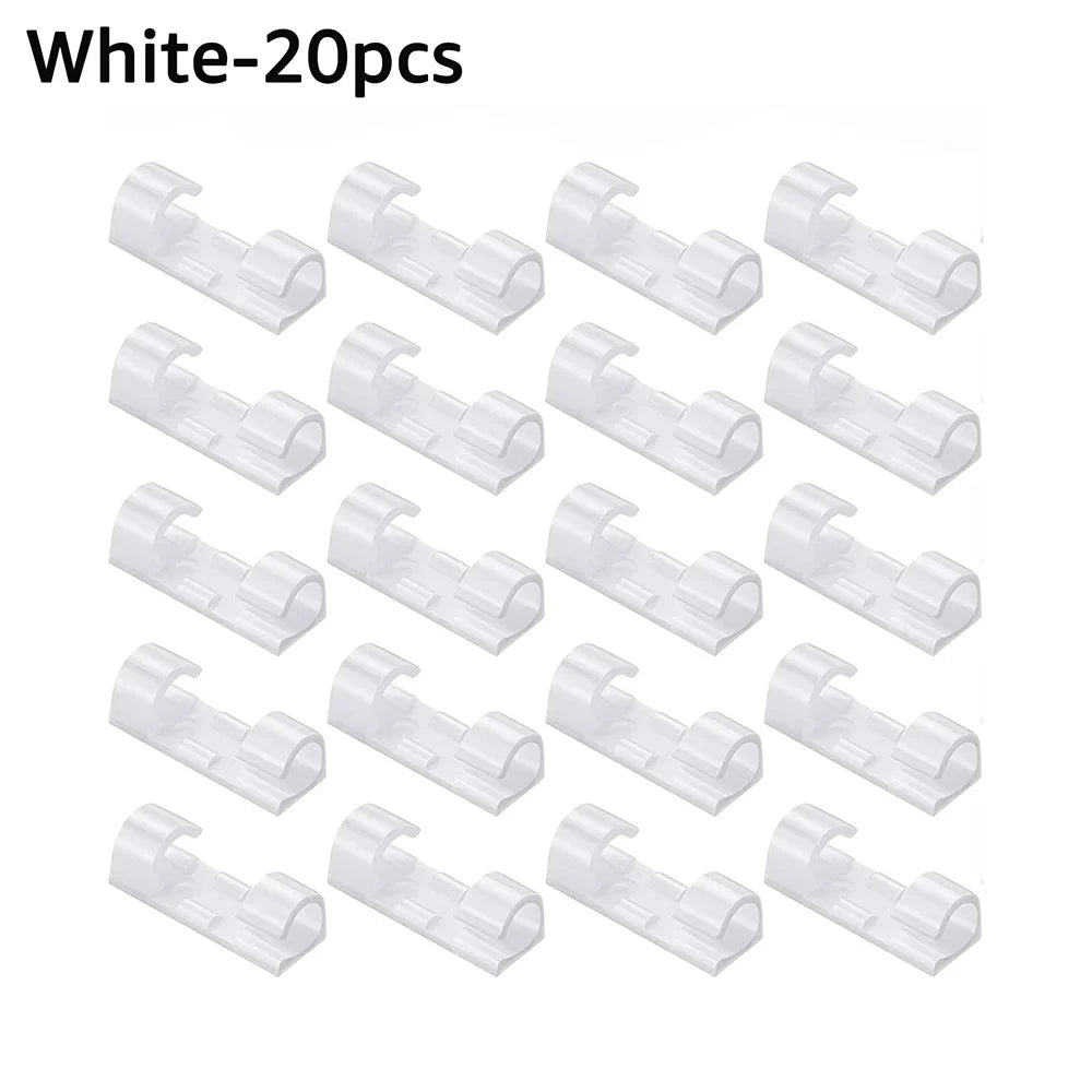 5/20PCS Adhesive Cable Clips Organizer Clips USB Wire Winder Holder Desk Cord Management For Earphone Mouse Cable in Home Office
