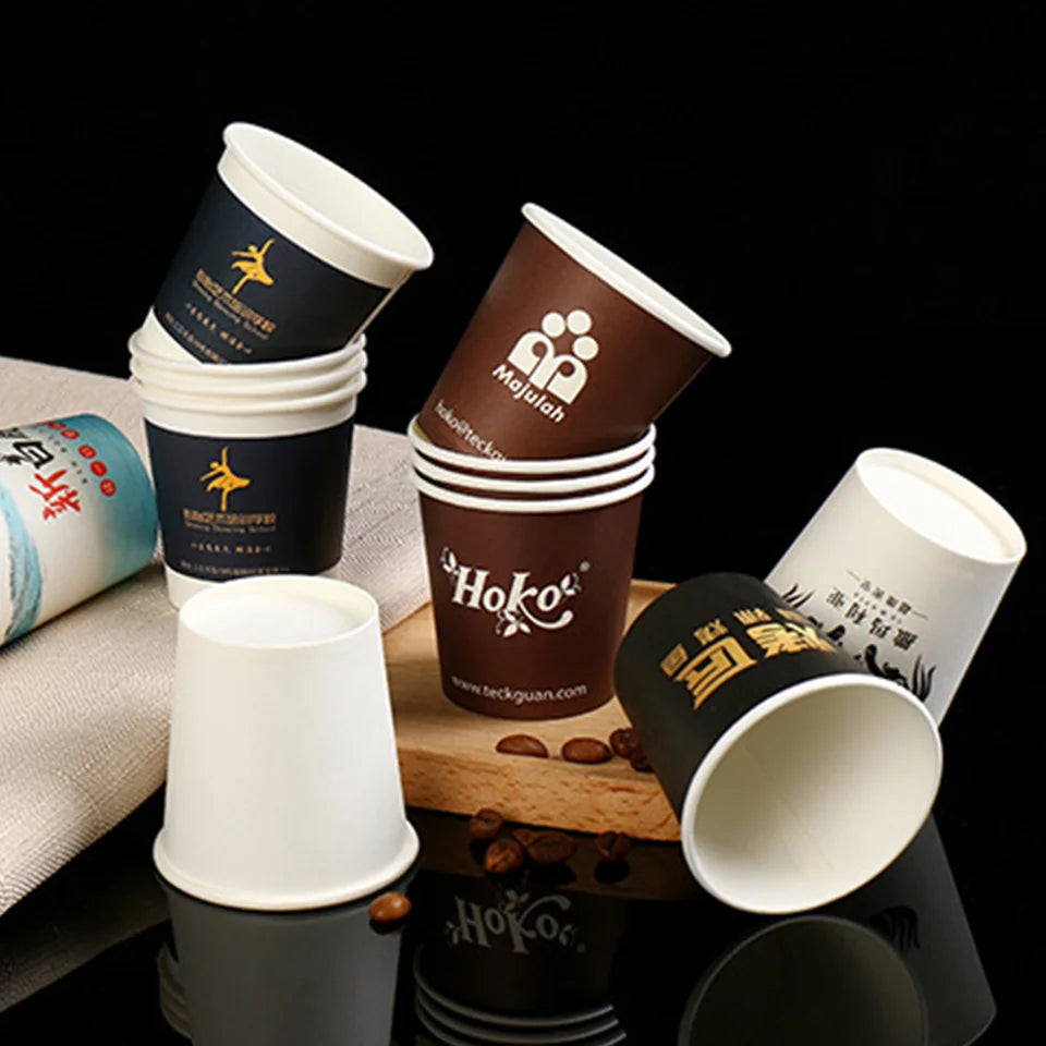 Custom LOGO Disposable Paper Cup for Hot Drinks Coffee Baby Shower Party Decoration Tableware Supplies