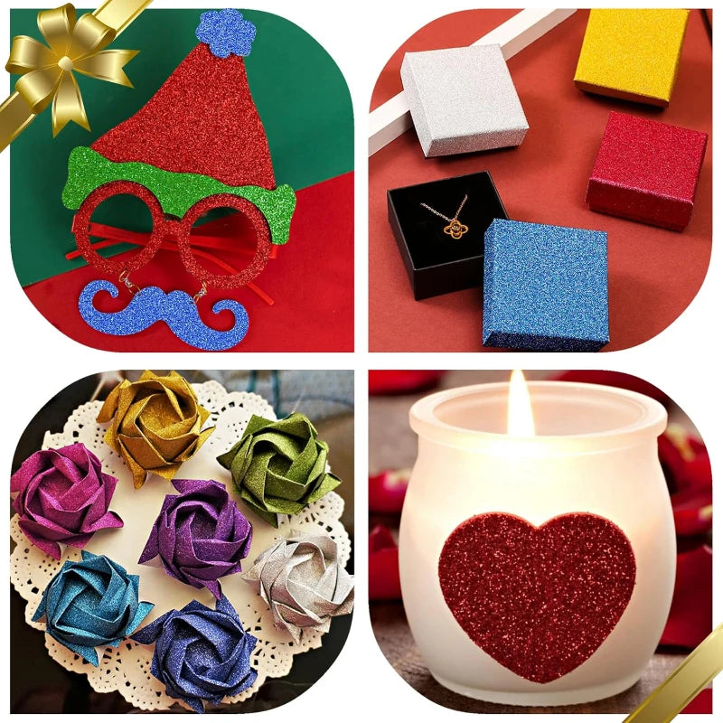 25 Sheets Colored Glitter Cardstock Paper 250G A4 Premium for Scrapbook DIY Projects Birthday Party Decoration Gift Box Wrapping