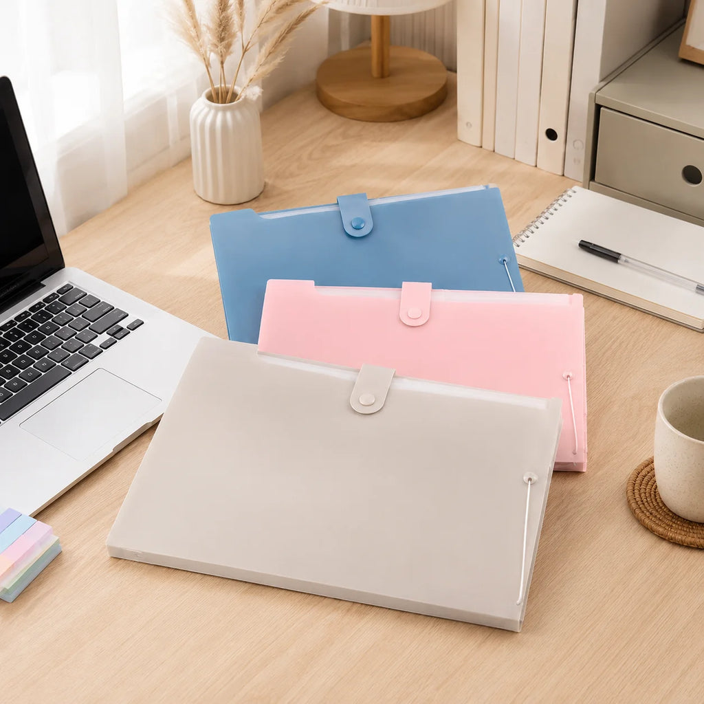Accordion File Folder Waterproof 8 Pocket Document Organizer A4 Expanding File Folder for Office School Paper Storage Supplies