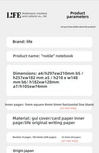 Japanese LIFE noble note section Notebook 100sheets Grid/Horizontal A4 A5 B4 B5 Pen Writing Notebook Office Stationery Supplies