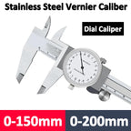 Vernier Calipers 0-150/200mm 0.02mm High Precision Anti-vibration Pachometer Dial Caliper Metal Gauge Ruler Depth Measuring Tool