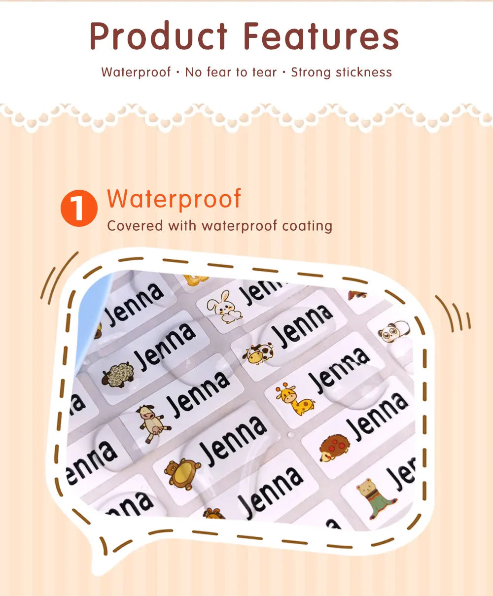 Custom Hebrew Waterproof Self-adhesive Baby Name Sticker Personalized Kids School Label Kindergarten Stationery Tag
