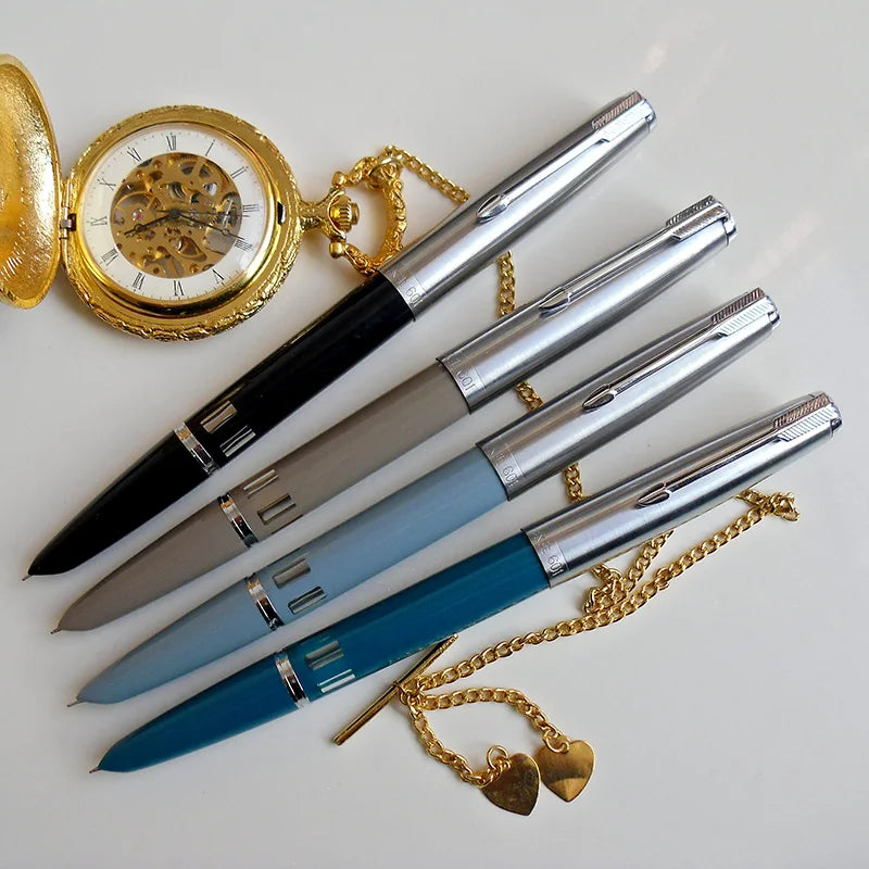 NEW Wingsung 601 Press Piston Fountain Pen Iridium EF/F Nib Steel Cap Vacumatic Resin Ink Pen School Stationery Office Supplies