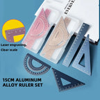 Aluminum Alloy Multifunctional Set of Rulers Rulers  Triangles Metal Stamping Processing Precision Rulers Math Drawing Tools