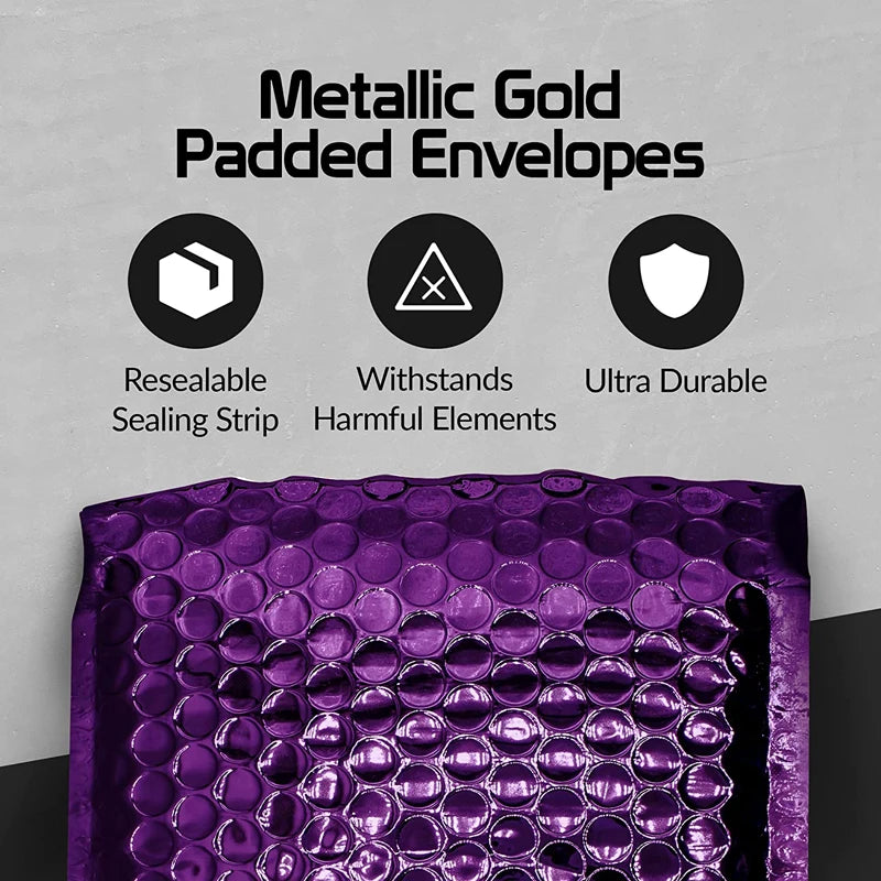 100pcs Small Business Supplies Purple Shipping Packaging Bubbles Bubble Padded Envelopes Bags to Pack Products Mailers Mailer