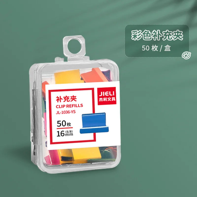 50Pcs Push Clip Stapler Staple Remover Binder Push Clamp Tape Dispenser Paper Clips Office Supplies Set Desktop Stapler Office