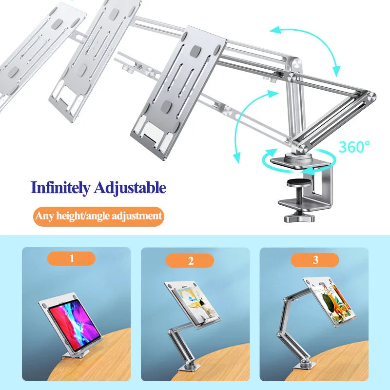 Oatsbasf Laptop Stand Clamp Tablet Hightening Support Holder Book Bracket Desktop Bed Lazy Stand 360°Rotating Hight Adjustable