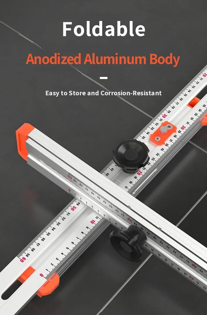 Woodworking T-Square Ruler 2 in 1 Drill Guide Hole Positioning Measuring Tool