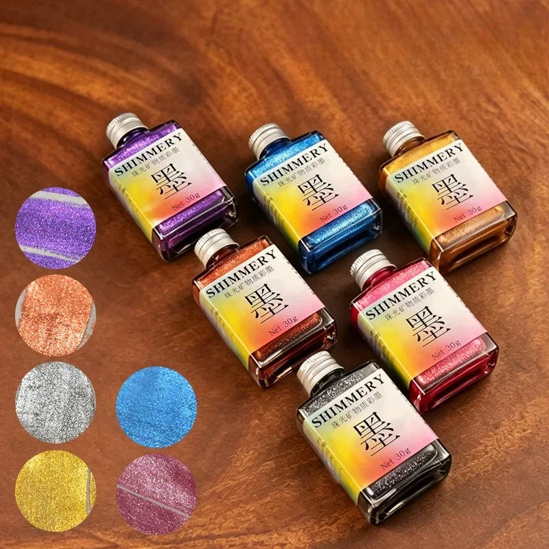 30ml Sheen Gold Calligraphy Ink Pearlescent Shimmer Metallic Mineral Based Chinese Brush Pen Sumi Ink