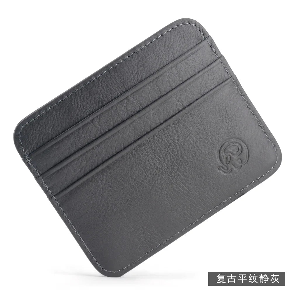 New Thin Genuine Leather Mini Wallet Slim Bank Credit Card Holder Men's Business Small ID Case for Man Purse 6 Slots Cardholder
