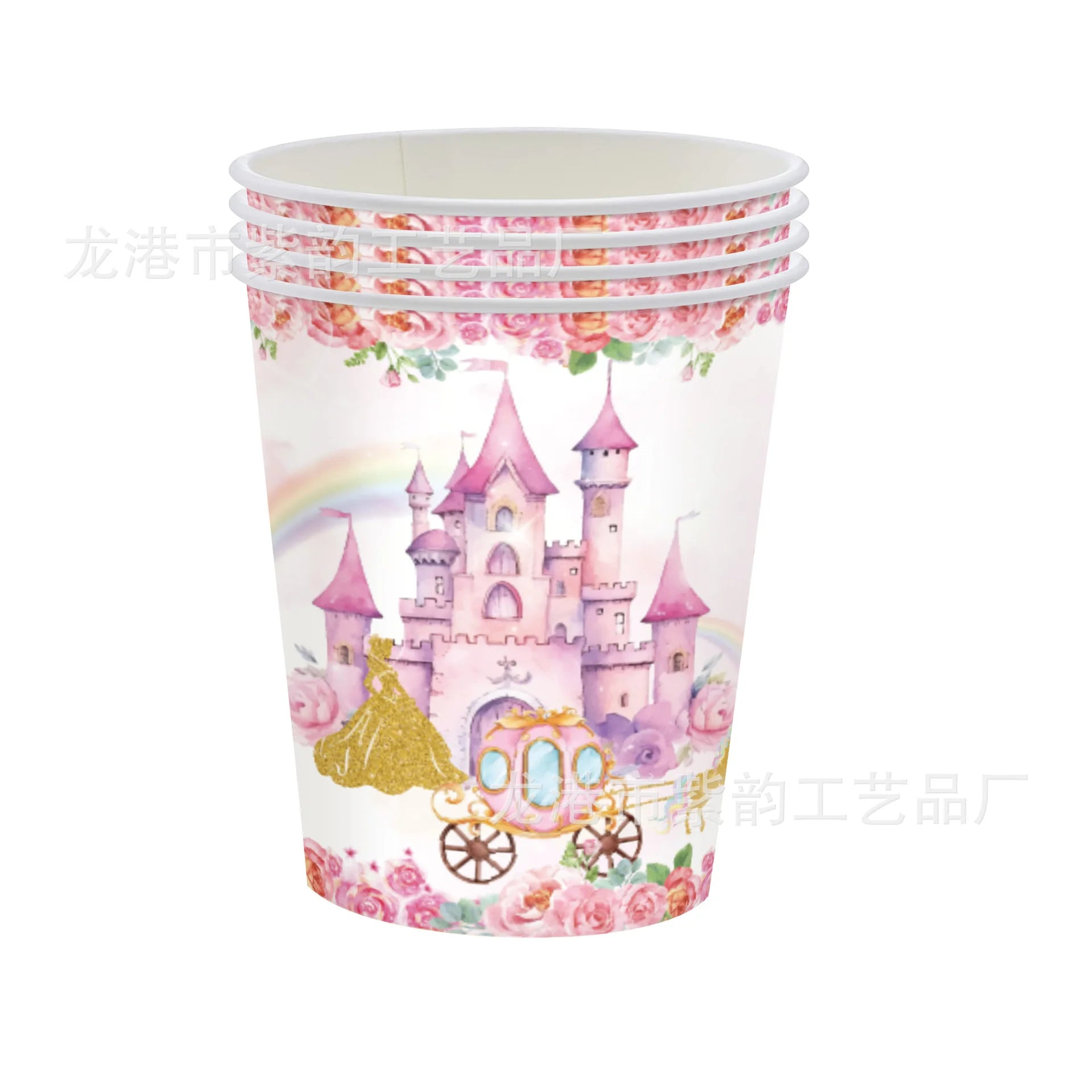 Pink Princess Castle Tableware Set Dessert Plates Cups tablecolth Balloon Banner Girls favorite Birthday Adult Wedding Decoratio