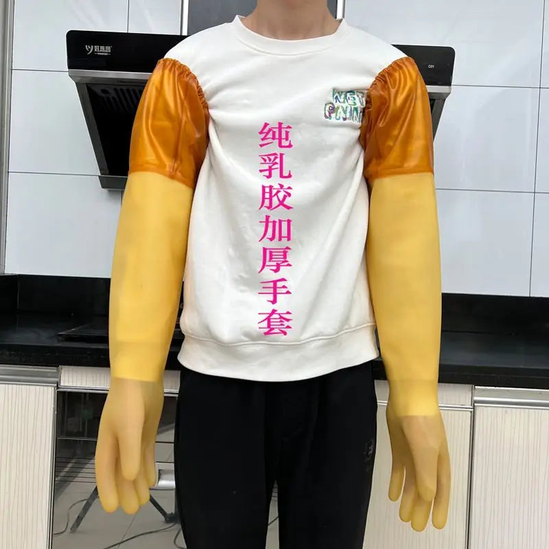 Sandblasting machine hand sleeve thickened wear-resistant rubber latex water and acid and alkali resistant gloves
