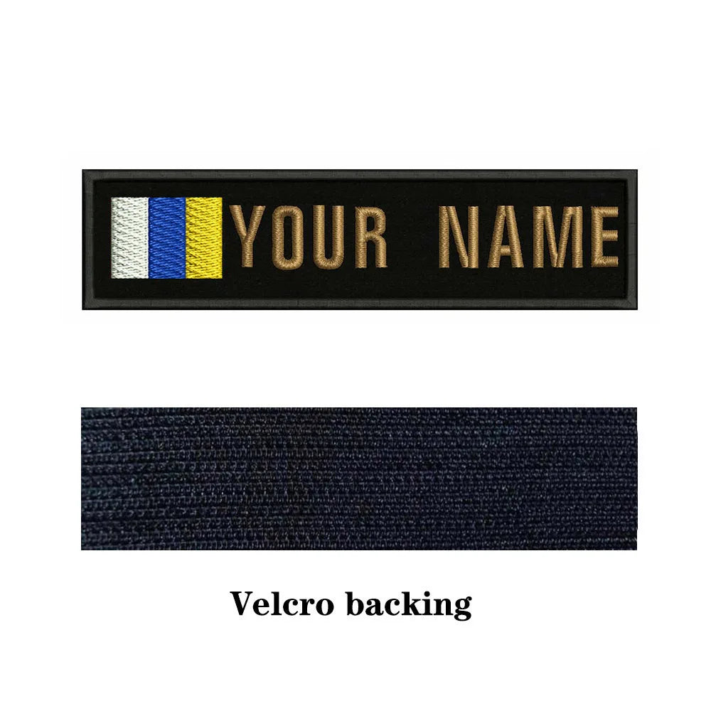 Canary Islands Flag 10X2.5cm Embroidery Custom Name Text Patch Stripes Badge Iron On Or  Patches