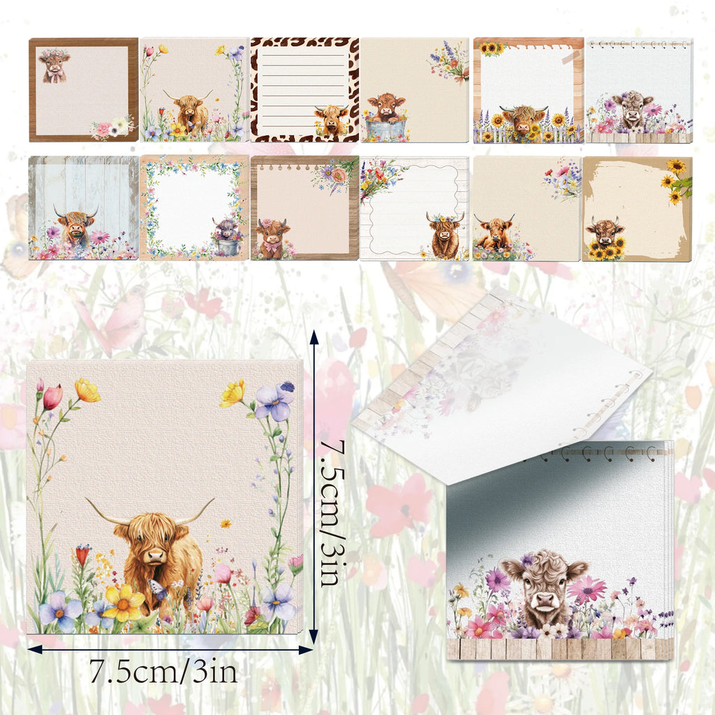 12/24pcs Cute Animals Sticky Notes Set, Refrigerator Memo Pads,Self-Stick Dog Cat Notes Pads for Home Office Gifts Supplies