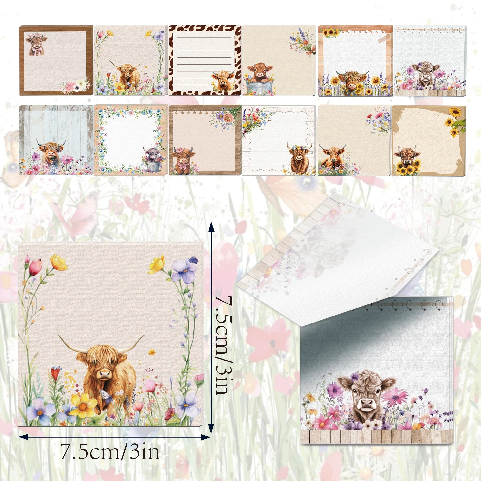 12/24pcs Cute Animals Sticky Notes Set, Refrigerator Memo Pads,Self-Stick Dog Cat Notes Pads for Home Office Gifts Supplies