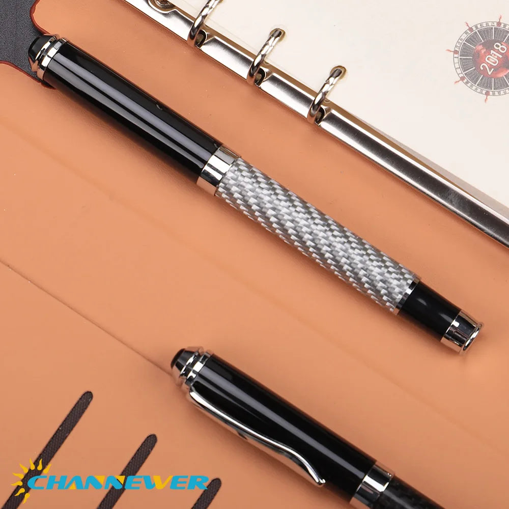 STONEGO Carbon Fiber Signature Pen, Premium Metal Gel Ink Pens Micro Point 0.5mm Black Ink Smooth Writing Ball Pen