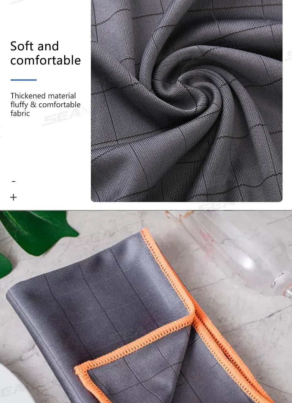SEAMETAL Microfiber Carbon Cloth to Wipe Windows Wine Glasses Tableware Glass Cleaning Cloth Carbon Fiber Rag for Car Home Clean
