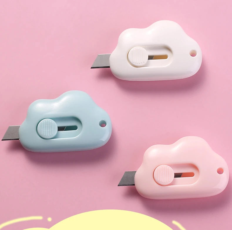 Portable Utility Knife Cloud Mini Students Paper Knife Office Utility Knife Safety Knife Letter Opener Mini Cutter Box Opener