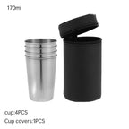 4Pcs Outdoor Practical Travel Stainless Steel Cups Mini Set Glasses For Whisky Wine With Case Portable Drinkware 30ml/70ml/170ml