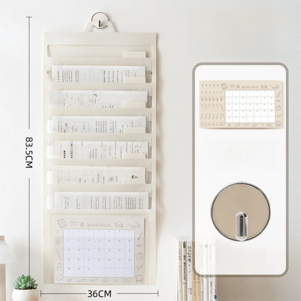 3/6/8 Pockets Wall Hanging File Folder Handheld Paper Organization A4 Paper Storage Bag Document Management