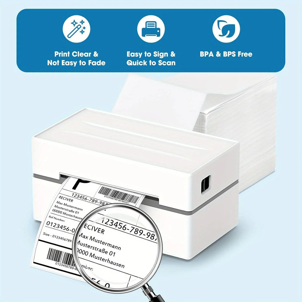 4×6 Thermal Shipping Labels 100/500 Sheets Self-Adhesive Fold Paper Compatible With Thermal Printer For Barcode Sticker Printing