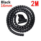 2M Cable Tube Clip Flexible Spiral Wire Protector Computer Cord Protective Tube Clip Cable Organizer Desk Tidy Management Tools