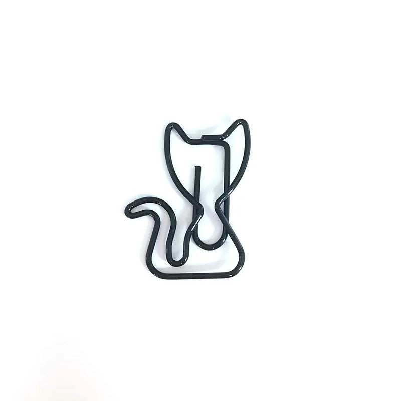 20/50pcs Cartoon Animal Paper Clip Cat Shaped Colorful Black Cat Paper Clips Metal Bookmark Cute Paper Planner Accessories