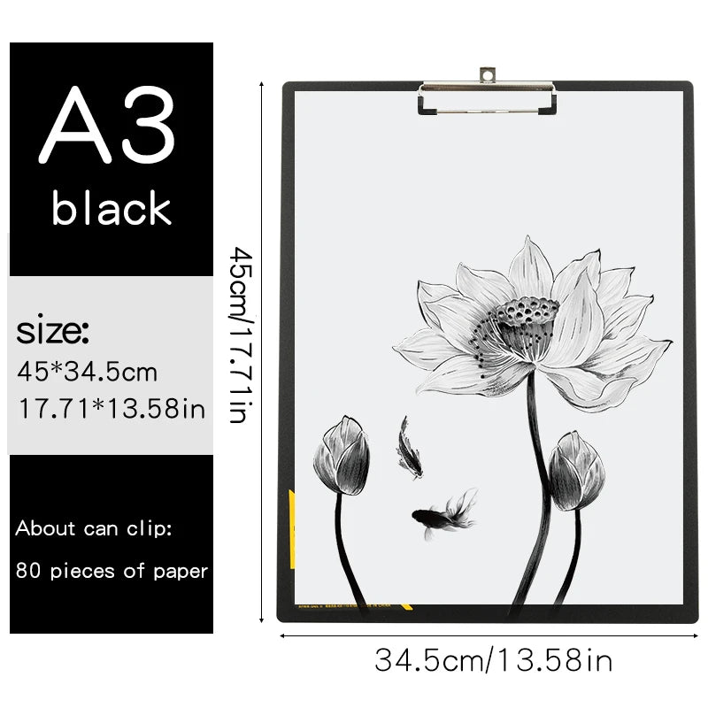 A3 Horizontal Waterproof Sketch Clipboard for Beginners - 4K Vertical Sketch Board for Drawing, 8K Writing Board for Adults