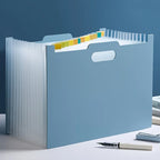 Modern white A4-sized foldable file storage box - with multiple pockets, the ideal desktop folder and desktop storage box