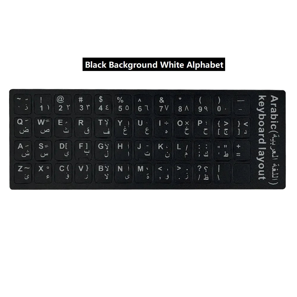 Eco-Environment Plastic White Black Red Arabic Letter Keyboard Stickers On Transparent Background