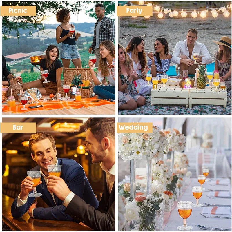 25/50pcs 150ml Disposable Cups Sparkling Champagne Bar Cups Plastic Champagne Clear Toasting Glasses for Weddings Party
