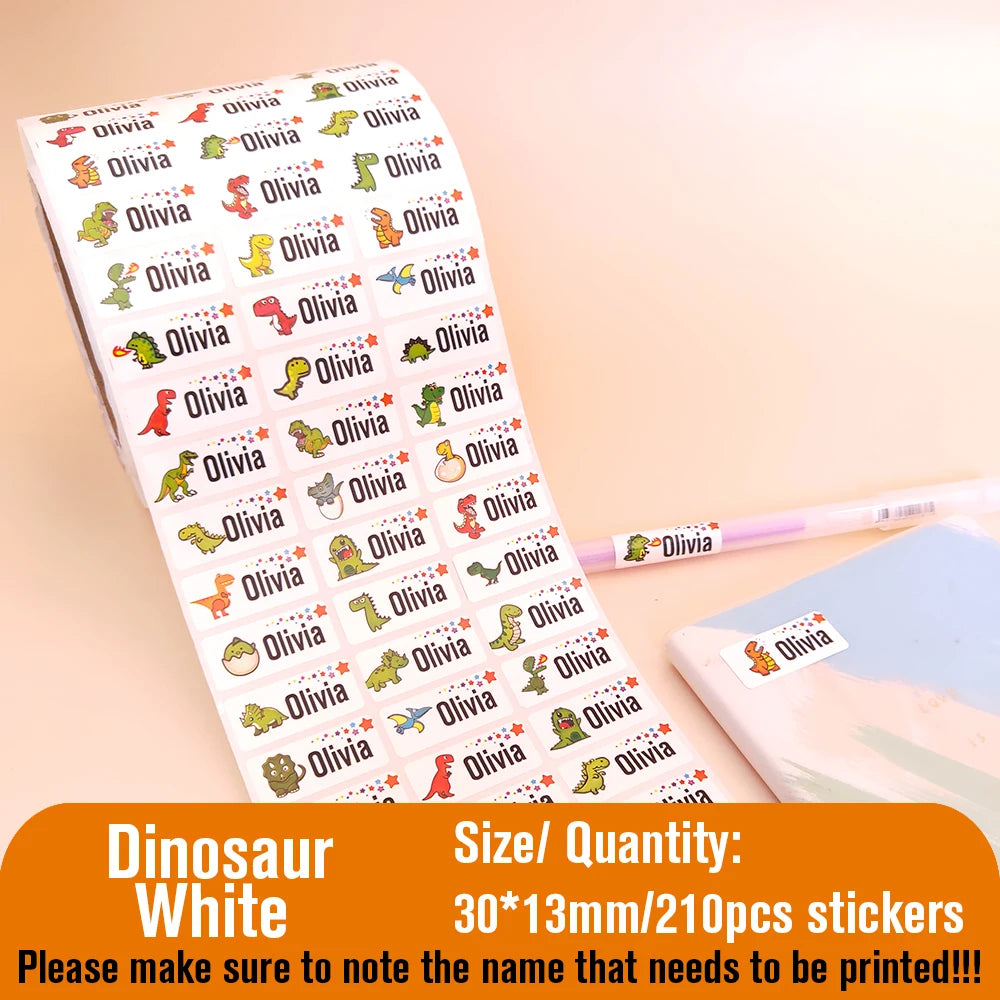 210pcs Custom Waterproof Name Tag Sticker Kawaii Stationery Stickers Decals Personalized First Name Label for Children School