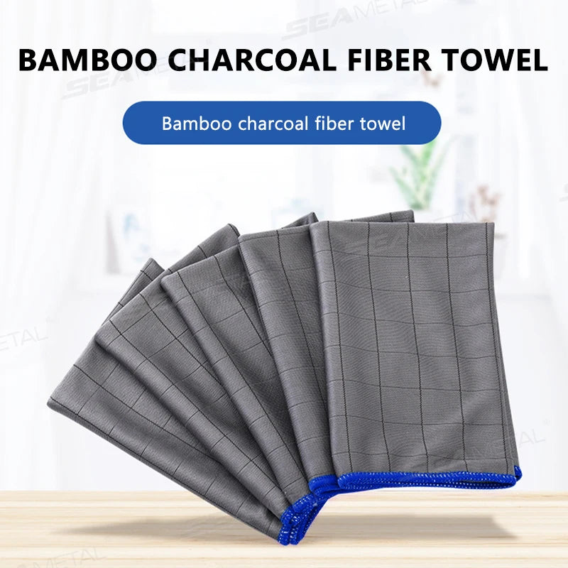 SEAMETAL Microfiber Carbon Cloth to Wipe Windows Wine Glasses Tableware Glass Cleaning Cloth Carbon Fiber Rag for Car Home Clean