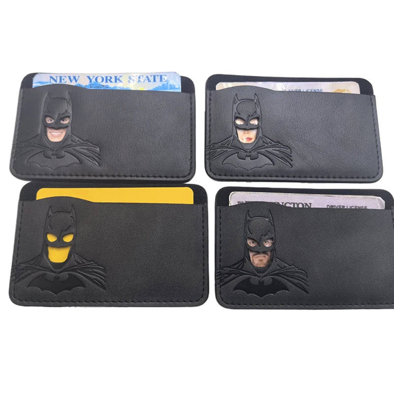 Personalized Leather ID Card Holder Superhero Mask Design Perfect Gift Travel Wallet ID Cover Trendy Youth