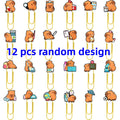 12 pcs Random Capibala Cartoon Paper Clips Diy Binder Clip Bookmark Decoration Kawaii School Office Supplies