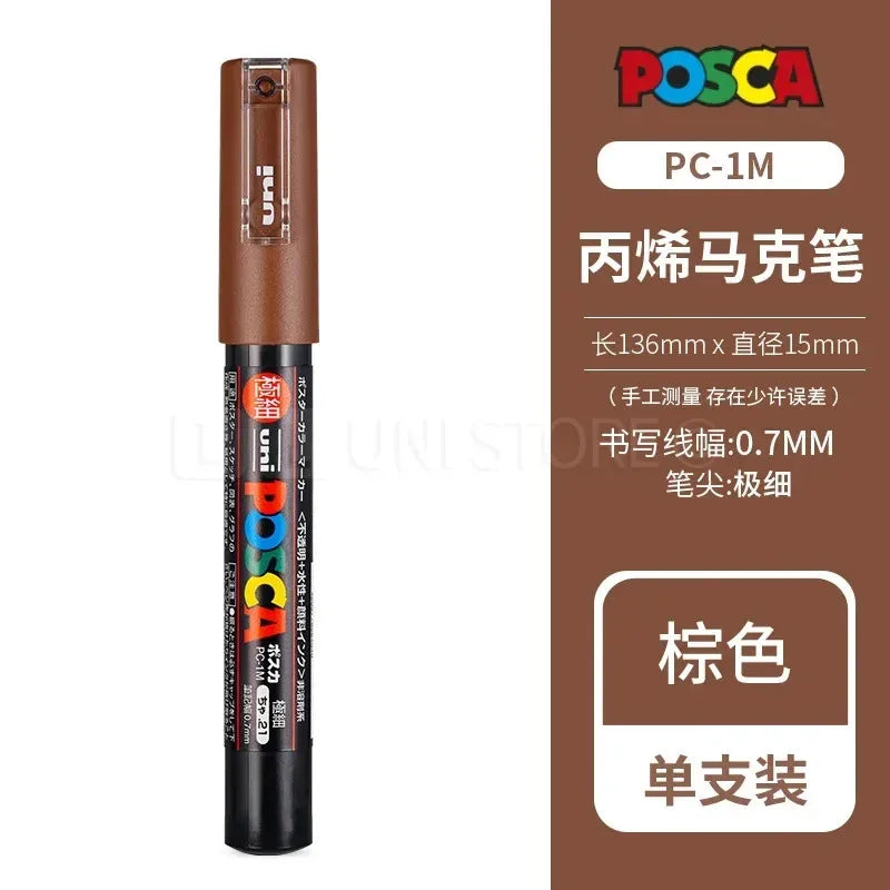 Uni Posca Full Marker PC-1M 3M 5M Multi-Colours Acrylic Permanente Rotulador Poster Graffiti Painting Pen For Fabric Rock Metal