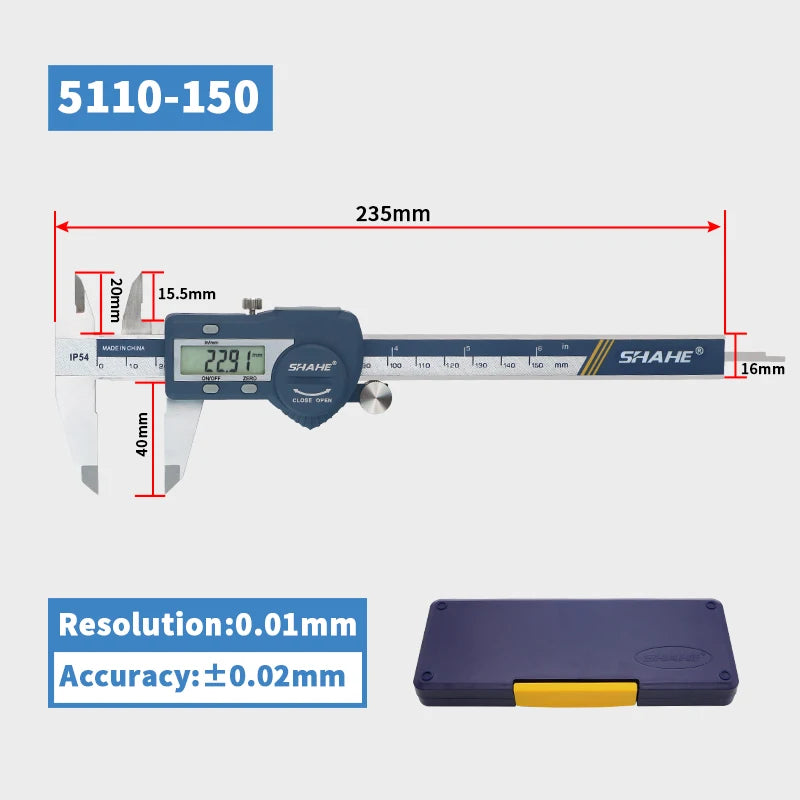 SHAHE IP54 Digital Caliper Electronic Caliper Ruler Digital Vernier Caliper Digital Caliper Stainless Steel Calipers