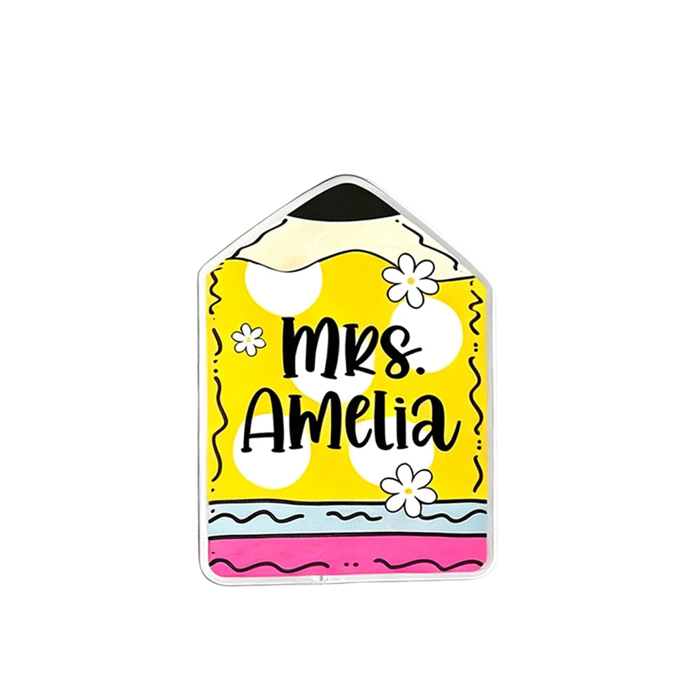 Customizable Name Acrylic Badge Reel,Personalized Cute School Theme,Teacher Appreciation Week Gift,Back to School Accessory
