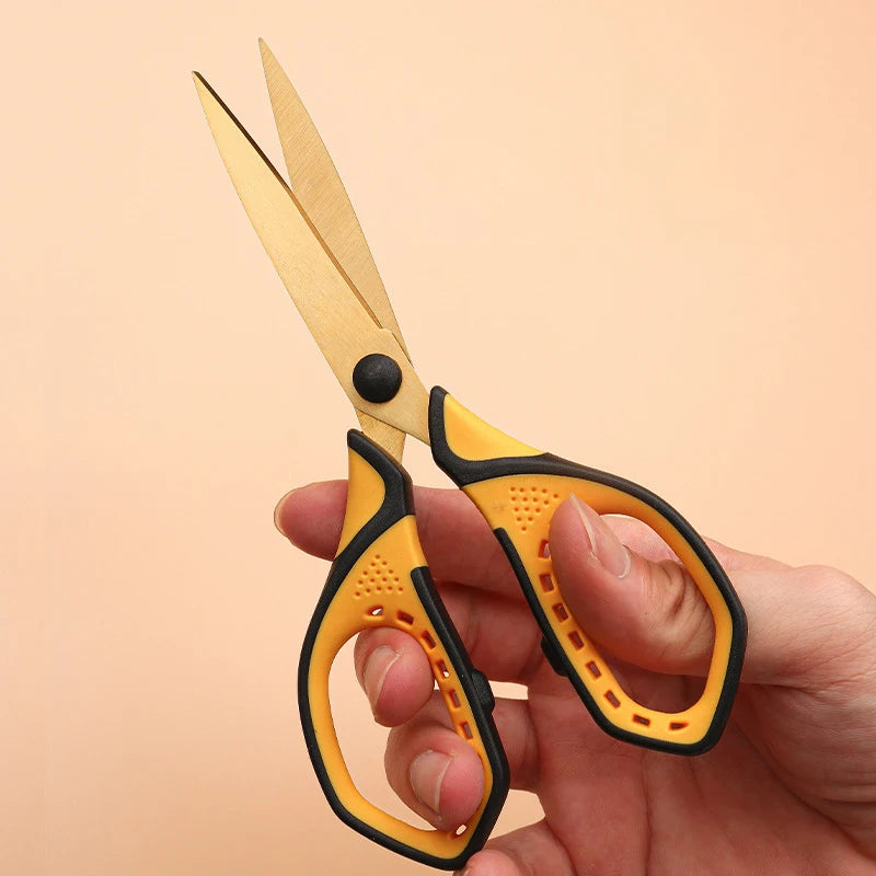 Office Scissors,Stainless Steel Scissors Anti Rust,Black,Gold,Color Titanium,Handmade Paper Cut DIY Domestic Office Student Use