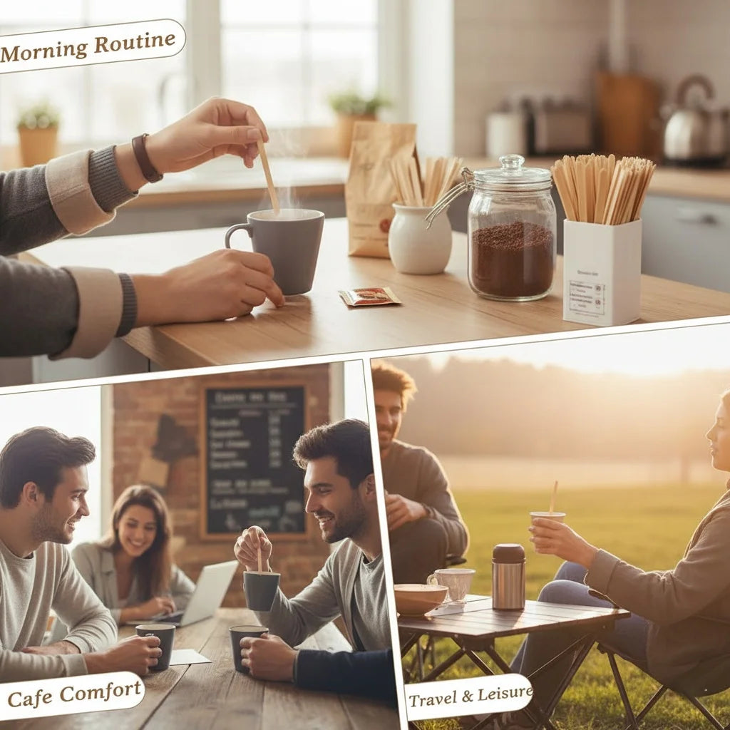 50pcs Wooden Coffee Stir Sticks - High-quality Disposable Beverage Stirrers, Suitable for Coffee, Tea, and Cocktails.