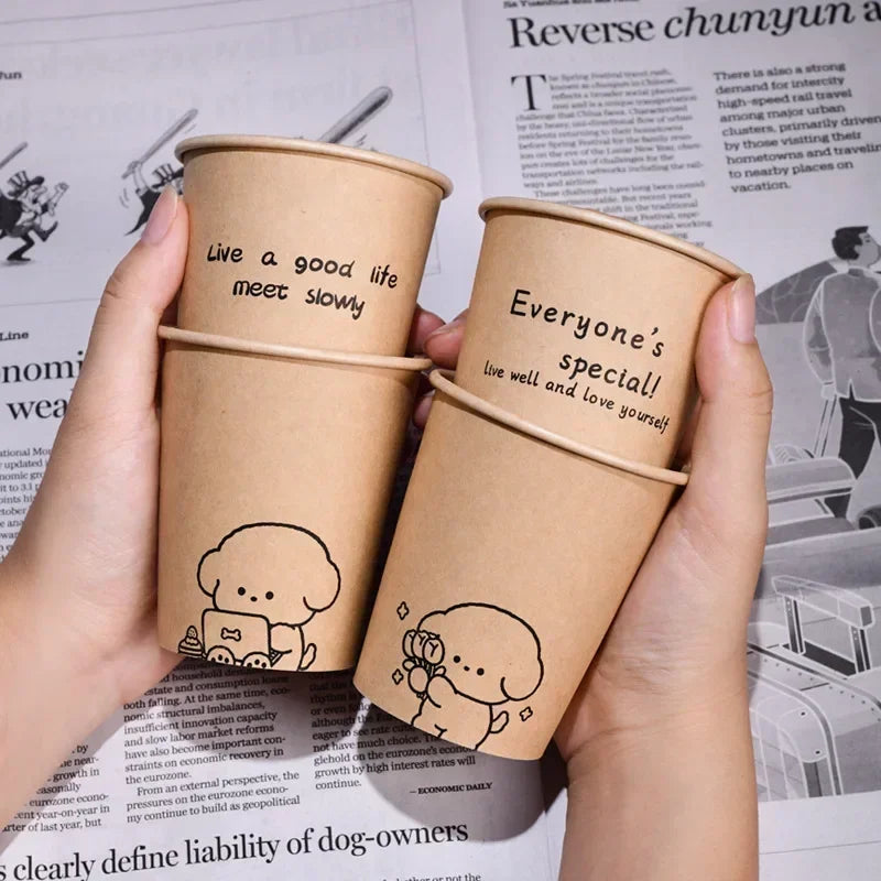 250ml 50PCS Disposable Biodegradable Paper Cup Tasting Cup Coffee Tea Milk Cup Party Supplies Drinking Tool BirthdayTableware
