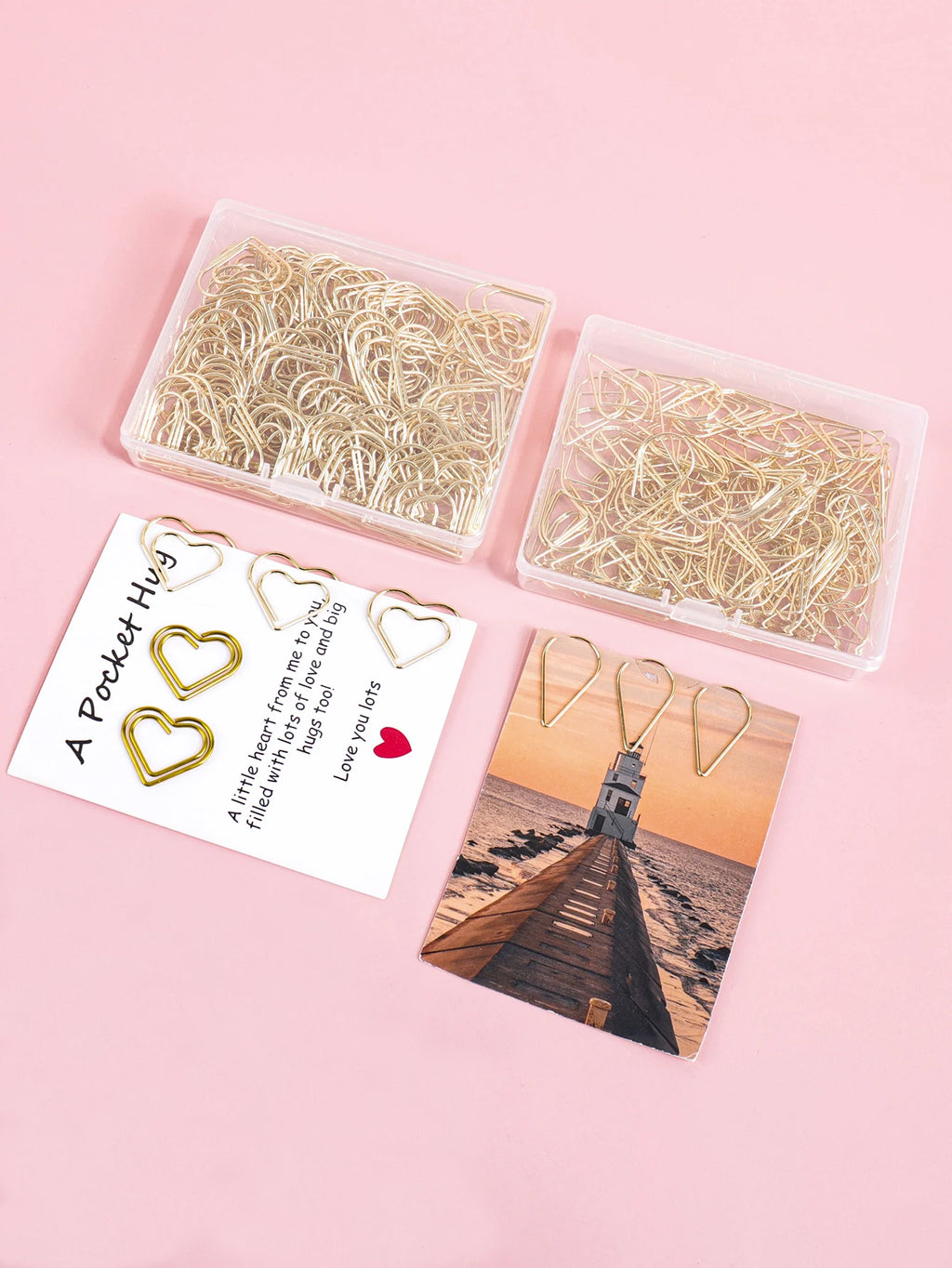 100 Heart-Shaped Metal Colorful Paper Clips, Note Card Bookmark Clips, Creative Office Supplies, Stationery Gifts for Friends