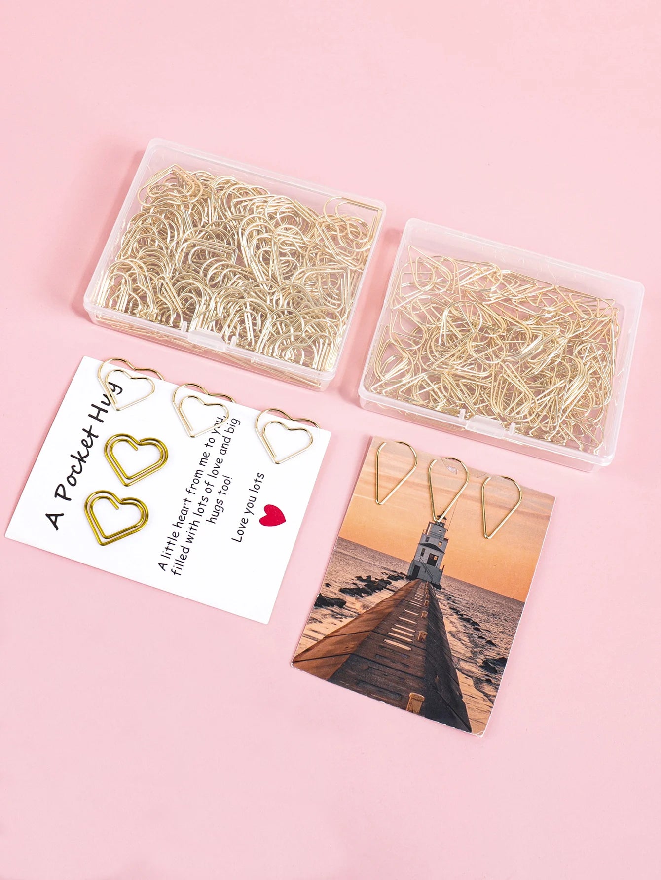 100 Heart-Shaped Metal Colorful Paper Clips, Note Card Bookmark Clips, Creative Office Supplies, Stationery Gifts for Friends