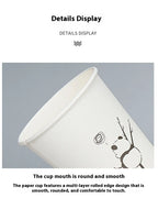 50pcs 250ml Disposable Cup Paper Cup Cartoon Cute 9oz Household Commercial Wedding Party Thick Water Cup Hot